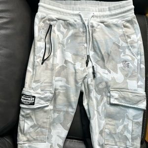 YoungLA white camo cargo joggers size L